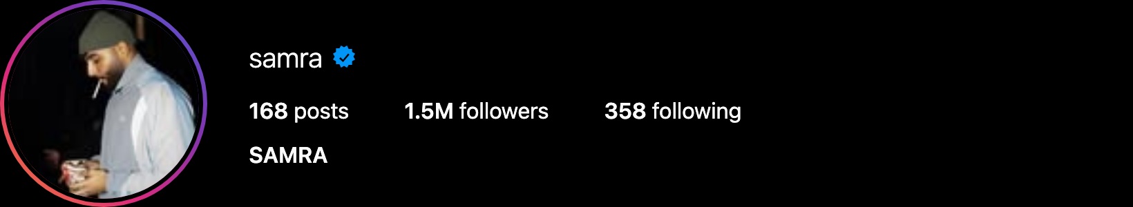 Instagram-Profil Samra (@samra) — 1,5 Mio. Follower